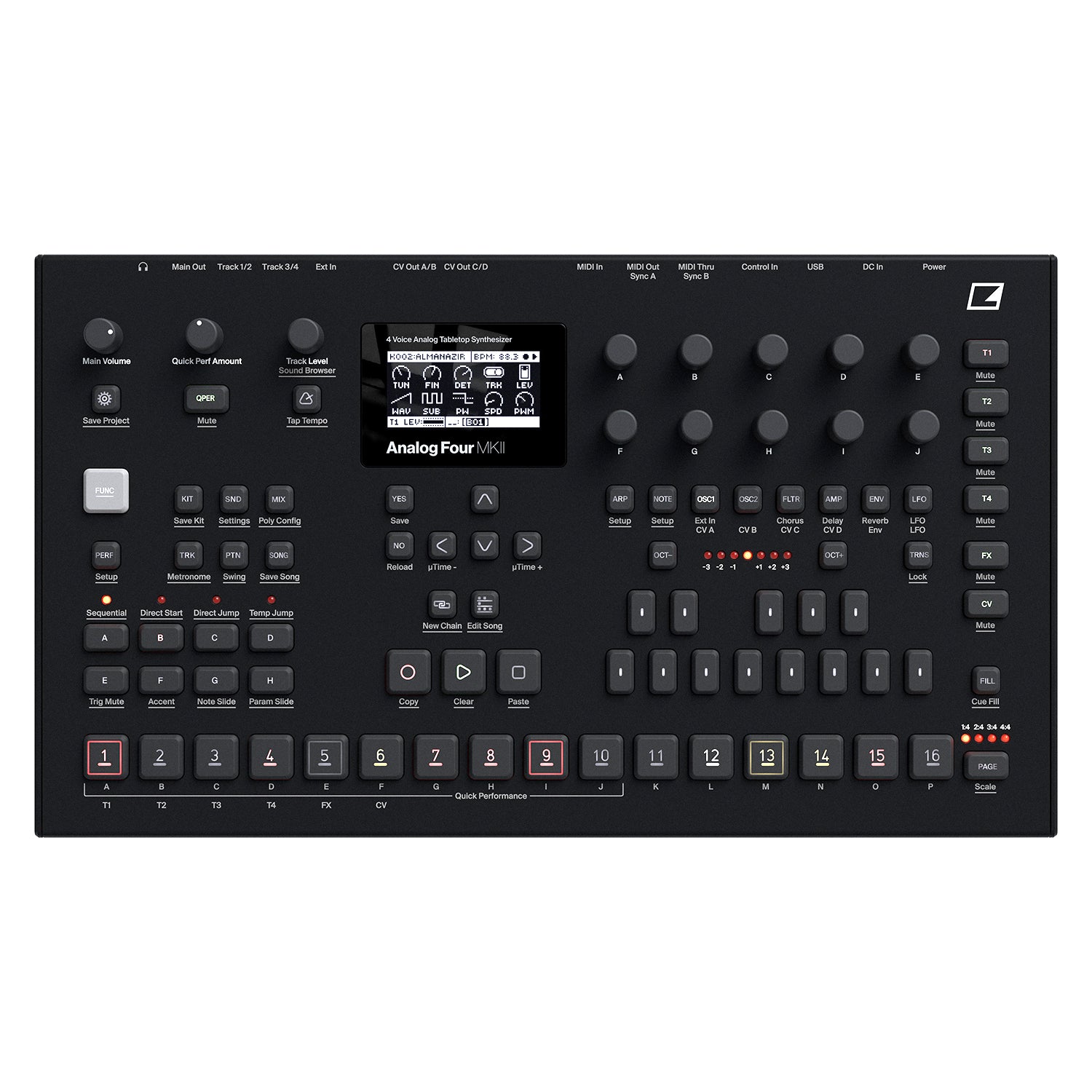 Elektron Analog Four MKII Black 4-voice Analog Synthesizer with Sequen 