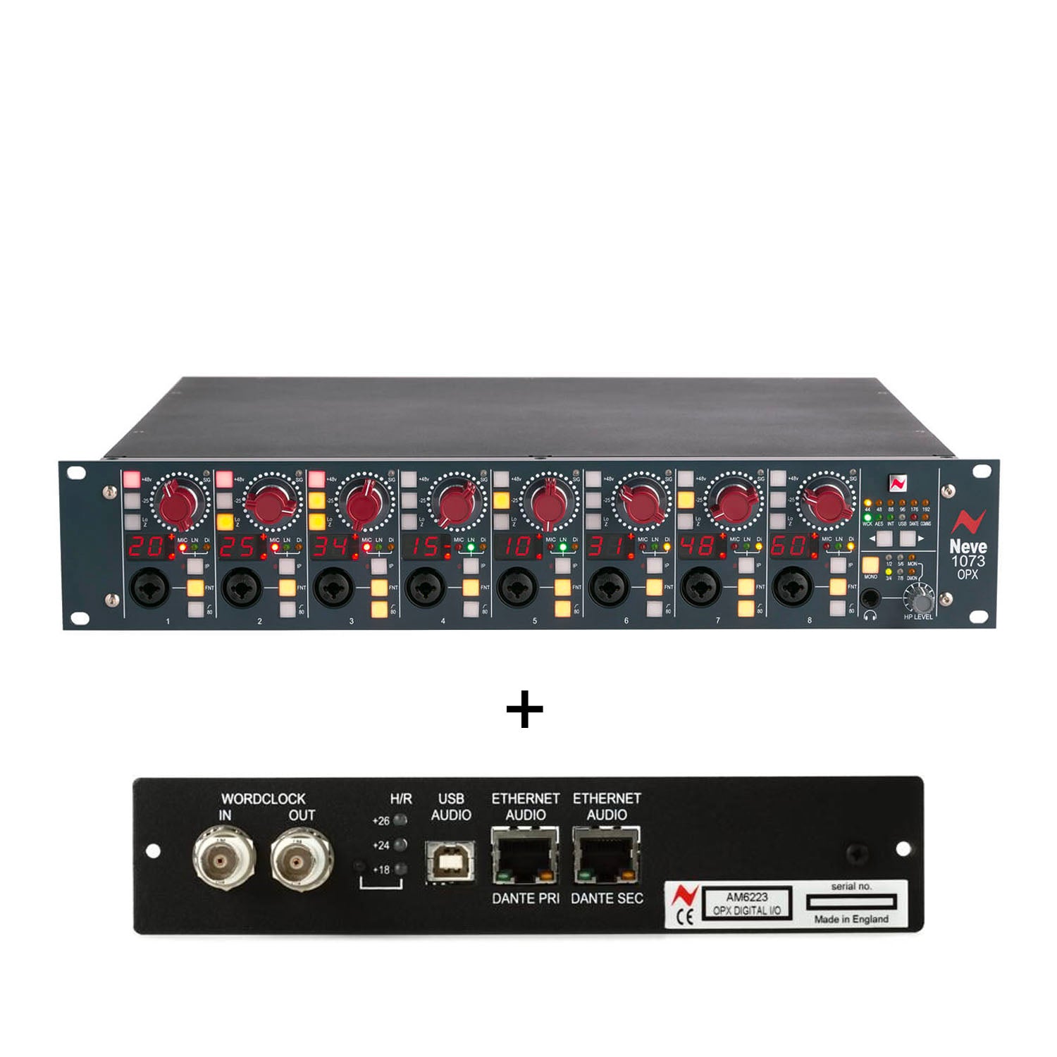 Neve 1073OPX 8-channel Microphone / Line Preamp with USB/Dante Option Card
